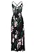 Women's Floral Printed Sexy Backless Criss Cross Spaghetti Strap Beach Party Maxi Dress Black-S