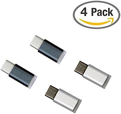 USB Type C To Micro USB Adapter,Tuoro Converts USB Type-C Input to Micro USB Convert Connector For LG G5, Nexus 5X, Nexus 6P, OnePlus 2, MacBook, ChromeBook Pixel and More, (4PACK,DARK GREY/SILVER)