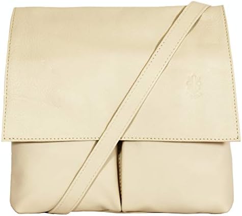 Double Pocket Genuine Italian Soft and Smooth Leather Crossbody Bag Messenger Bag Shoulder Bag, Gift for Women