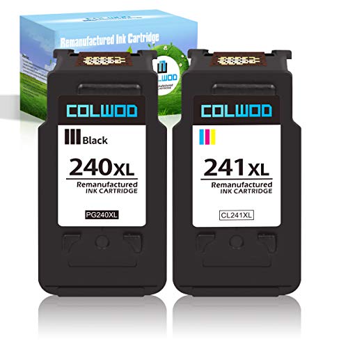 CLOWOD Re-Manufactured Ink Cartridge Replacement for Canon PG-240XL PG-241XL Used in Canon Pixma MG2120 MG3122 MG3220 MG3522 MX372 MX439 MX472 TS5120 Printers(1BK+1Tri-Color)