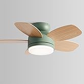 IBalody Flush Mount 38in Ceiling Fan with Light 6 Speed Quiet Green Ceiling Fans Remote LED Ceiling Lights Fan Lighting Timin