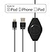 ReTrak Premier Series ETLTUSBBLK Retractable Lightning to USB Charge and Sync Cable for iPhone, iPod, and iPad (Black), 3.2 feet