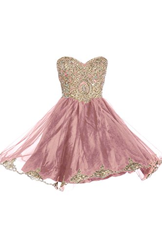 Prom Dresses Short Lace Prom Homecoming Dresses Affordable Beautiful Sparkly Dress, Color Dusty Rose,8
