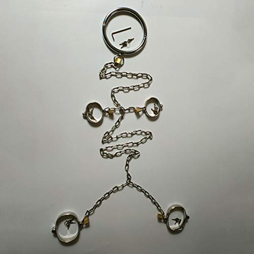 SM Metal Handcuffs Restraints for Sex – Full Body Chastity Belt of Ankle Cuffs, Neck Cuffs – BDSM Heavy Duty Beginners Bondage Kit for Women and Couple,Female