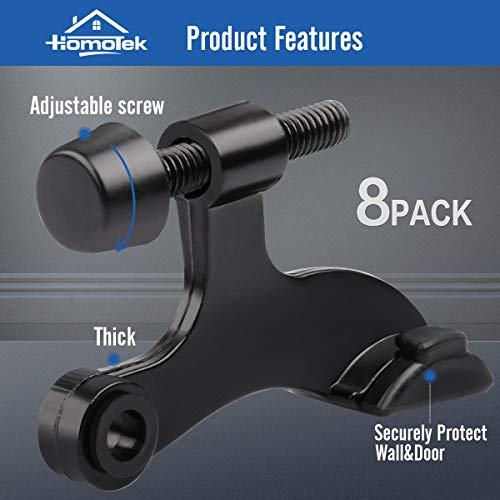 HOMOTEK 8 Pack Hinge Pin Black Door Stopper,Adjustable Deluxe Heavy
