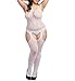 Curbigals Sexy Lace Strappy Crotchless Bodystocking Plus Size Fishnet Teddy Lingerie (White)
