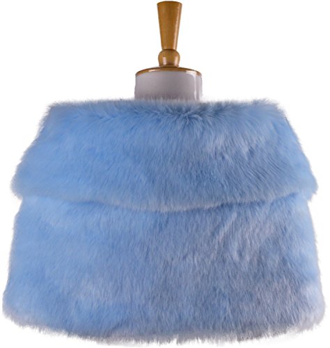 RoRoDox Warm Faux Fur Wedding Shawl Perfect for Wedding/party/show (Rabbit Fur Sky Blue Plus Size)