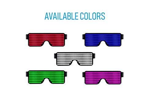 RED LED Flash Glasses 8 Adjustable Patterns Luminous Flashing Shades Eye Wear For Birthday Party Corporate Events Raves Music Festivals Nightclubs Concerts Weddings Dancing Group Fitness Great Gift