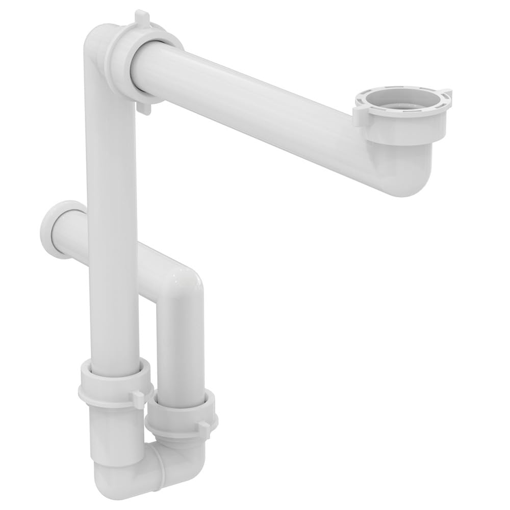 Bathroom Sink Bottle Trap - Ideal Standard Space Saving Basin Bottle Trap and Waste Pipe (for use with Furniture Basin Units), EE230339, White