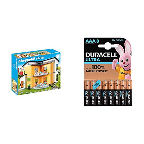 Playmobil City Life 9266 Modernes Wohnhaus, Mit Licht- und Soundeffekten, Ab 4 Jahren + Duracell Ultra AAA Micro…