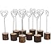Card Clip Holders with Wood Base and Iron Wire, 6'' Tall Sign Photo Memo Clip Holder Stand Set, for Party, Wedding Ceremony, Fair, Demonstration, Home Decorations, Resturant, 10pcs (Heart Shape)