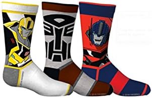 Transformers Boys Optimus Prime 3-Pack Crew Socks (Shoe Size 3-6)