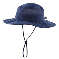 Connectyle Unisex Child Kids UPF 50+ UV Sun Protection Hat Adjustable Wide Brim Bucket Sun Hats Navy Blue