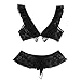 FEESHOW Men's Lace Bra and G String Thong Sissy Pouch Crossdress Underwear (Medium, Black B)