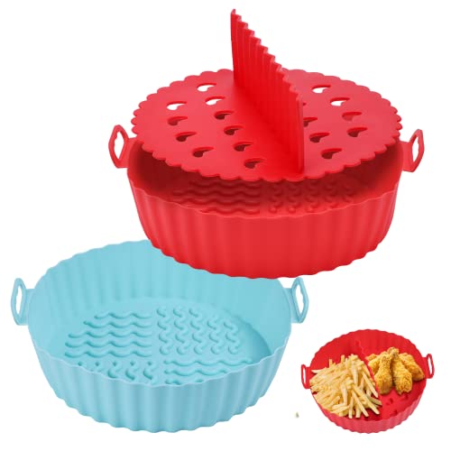 Silicone Air Fryer Liners, Reusable Air Fryer Liners with Divider Pads