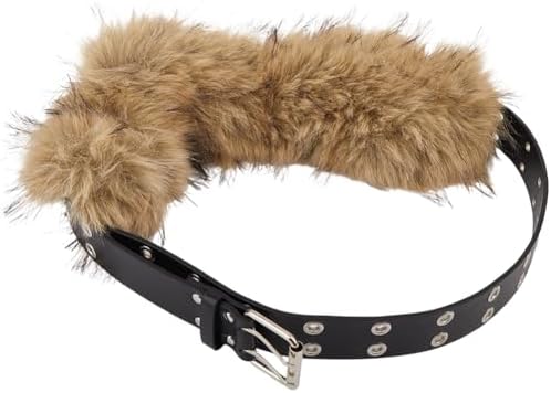 Eilova Orityle Faux Fur Belt Women Punk Grunge Leather Wide  display picture 1