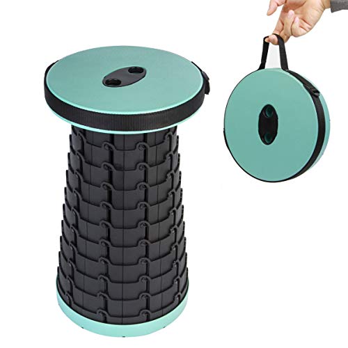 FSUTEG Folding Stool Folding Camping Stool Retractable Adjustable Plastic Step Stool for Picnics Camping Fishing Hiking BBQ Outdoors Indoors Kitchen Max Load 287lbs （ Peppermint Green）