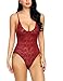 Avidlove Women Teddy Lingerie Scoop Neckline Lace-up Back Lace Bodysuit