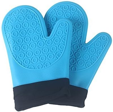 Cuisineye BBQ Gloves Oven Mitts Food Grade Silicone with Quilted Liner for Camping Grilling Baking