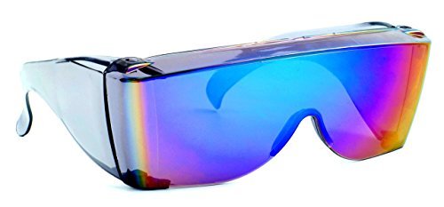 Calabria 3000 Large Square Over Safety Glasses UV Protection in Green Mirror by Calabria