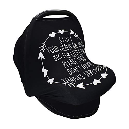 Nursing Cover Breastfeeding Scarf with Safety Warning No Touching Sign - Baby Car Seat Covers Soft Breathable Stretchy Infant Car Seat Canopy Cover Shopping Cart, Stroller, Carseat Covers