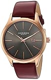 Akribos XXIV Men's AK618RGR Red Leather Strap Stainless Steel Quartz Watch