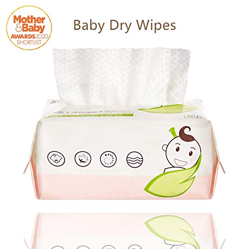 GothicBride Dry Baby Wipes 100 Cotton 50 Count Unscented Cotton Tissue