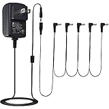 Pedal Power Supply by LotFancy, 9V 1A AC/DC Adapter with 5 Way Daisy Chain Cord, for BOSS Dunlop Ditto TC Electronic Guitar Pedals, UL Listed, Center Negative, Extended Length Cable