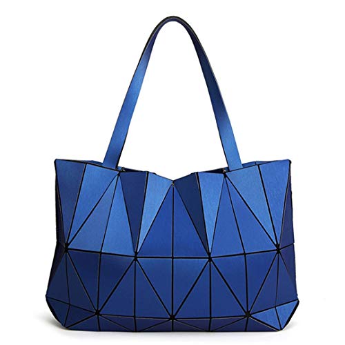 Japanese Style Geometric Ms. Shoulder Bag Matte Triangle Laser Tote Blue