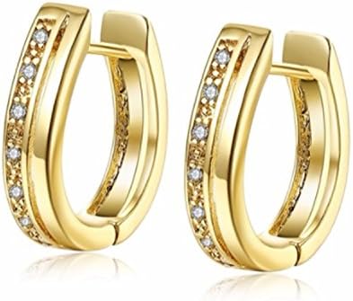 Circle Hoop Clear Crystal Zirconia Earrings Jewelry Non Tarnish Gold with Gift Box