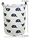 CLOCOR Large Storage Basket,Canvas Fabric Waterproof Storage Bin Collapsible Laundry Hamper for Home,Kids,Toy Organizer (Blue Elephants)