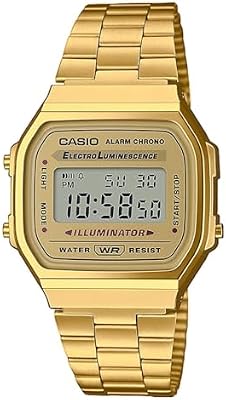 Collection Unisex Retro Armbanduhr A168WG-9EF, Gold/Gold/Grau, Einheitsgröße