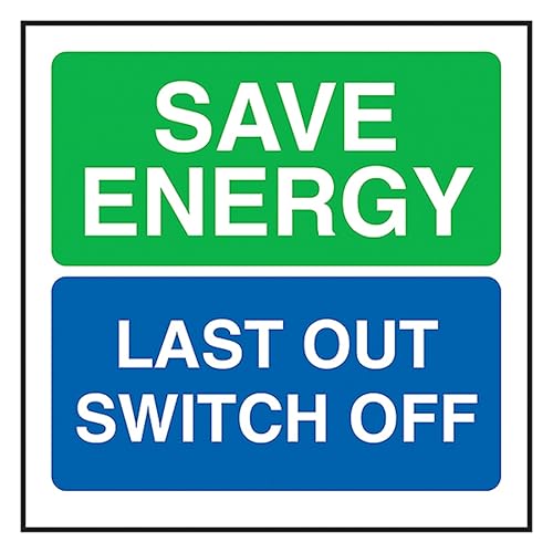 V Safety Save Energy Last Out Switch Off 100 x 100 mm - 3mm Aluminium Composite Safety Sign