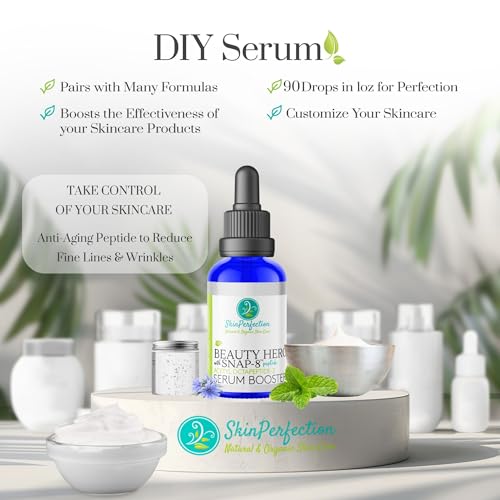 Skin Perfection Snap 8 Peptides Serum for Face - Anti Aging Peptide Serum for Fine Lines & Wrinkles - Diy Peptide Face with Hyaluronic Acid Crows Feet Diy Mix with Any Skincare 0.5oz