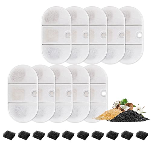 MyfatBOSS 10 Pack Cat Water Fountain Filter for Petlibro, Cat Fountain Replacement Filters for Petlibro Capsule 71oz/2.1L Ultra Quiet Pet Water Fountain Dog Water Dispenser
