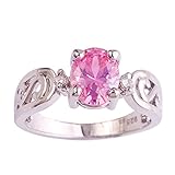 Psiroy Women's 925 Sterling Silver 2ct Pink Topaz Filled Ring