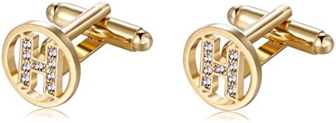 Men's Gold Alphabet Letter H Cufflinks for mens Shirts Long Sleeve