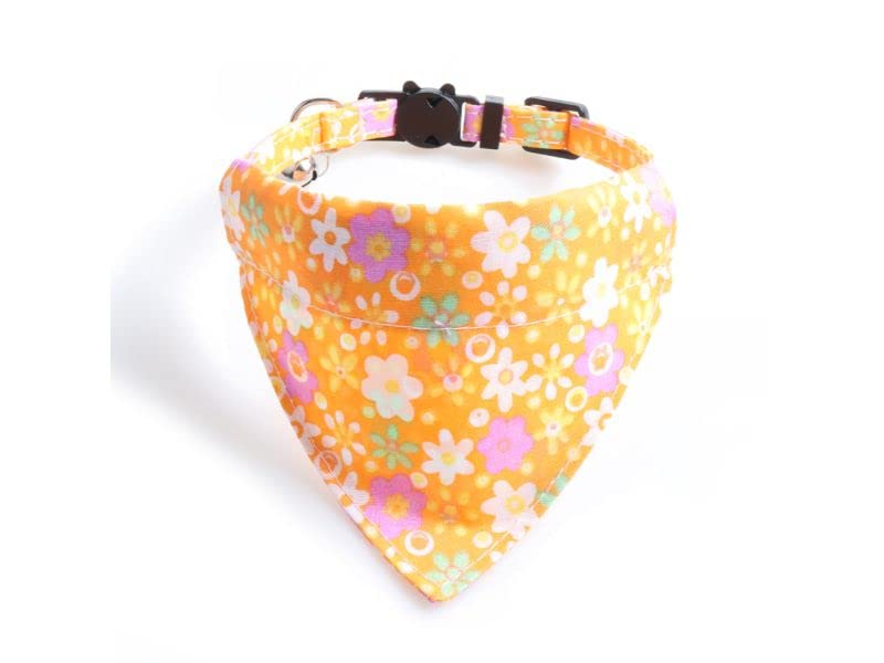 Bandana Cat Collars and Bell | Safe Quick Release Breakaway Buckle | Zacal Cat Collars (Orange Floral Bandana) — image 1