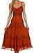 Sakkas Stonewashed Rayon Embroidered Adjustable Spaghetti Straps Long Dress
