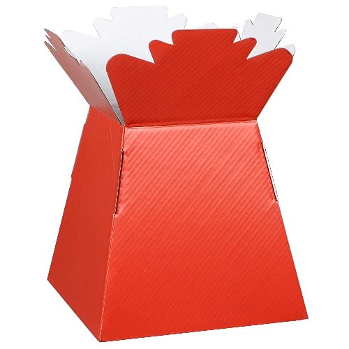 Inerra Florist Boxes - Pack of 2 - Living Vase for Flowers, Hand Tied Bouquet Box Making (Red)