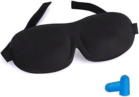 Capuleta Super Soft Adjustable Black 3D Sleep Eye Mask & Free Ear Plugs