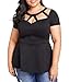 LALAGEN Women Plus Size Short Sleeve Flare Peplum