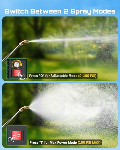 SEESII Backpack Sprayer Battery Powered, Leak-Proof 5-Gallon, Dual Battery Electric Sprayer with Telescopic Brass Wand & 7 Nozzles, 100 PSI Adjustable Pressure for Weed Lawn Garden Pest Control