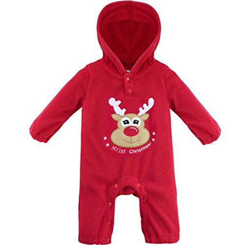 FEESHOW Baby Boys Reindeer / Santa Christmas Hooded Romper Outfits Costumes