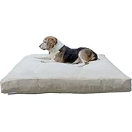 Dogbed4less Medium Memory Foam Dog Bed Pillow with Orthopedic Comfort, Waterproof Liner and Khaki Microsuede Pet Bed Cover 37X27 Inches