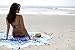 Large Round Lotus Flower Mandala Tapestry - 100% Cotton - Outdoor Beach Roundie - Hippie Gypsy Boho Throw Towel Tablecloth Hanging - Ocean Blue Turquoise – Floral Circle Design/Shape 72”