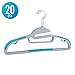 Mighty Hanger 1.2 Clothes Hangers Organizer, 360-degree Swivel Steel Hook Nonslip S-shape Shoulder Anti-Wrinkle and Space Saving Design for Tie Belt Suit Shirt Drying 20 pcs, Baby Blue