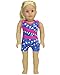 Sophia's 18 Inch Doll Gymnastic Outfit Blue Star Print Biketard with Hot Pink Gymnastics Rocks Tee