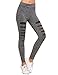 SweatyRocks Legging Women Grey Knit Mesh Insert Ripped Tights Yoga Slim Pants