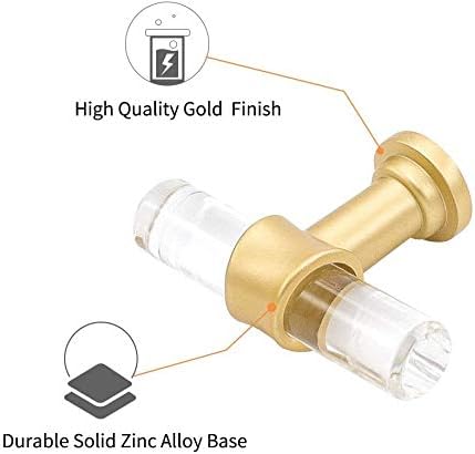 LONTAN 20 Pack Kitchen Cabinet Knobs Brass Cupboard Knobs Arylic Cupboard Door Knobs Gold Drawer Knobs Gold Kitchen Knobs T Bar Drawer Pull Knobs 12mm Diameter - Image 4